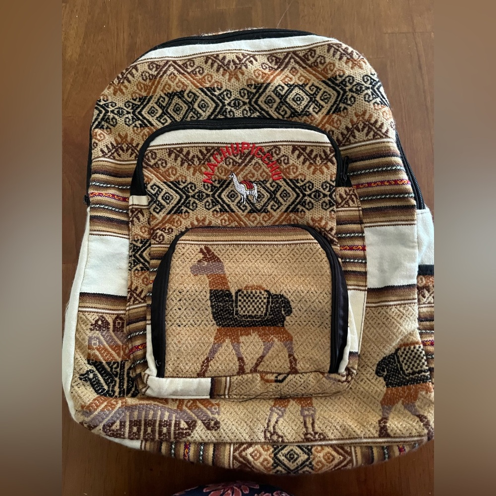 Machu Picchu Peruvian Handwoven Backpack Multicolor Aztec